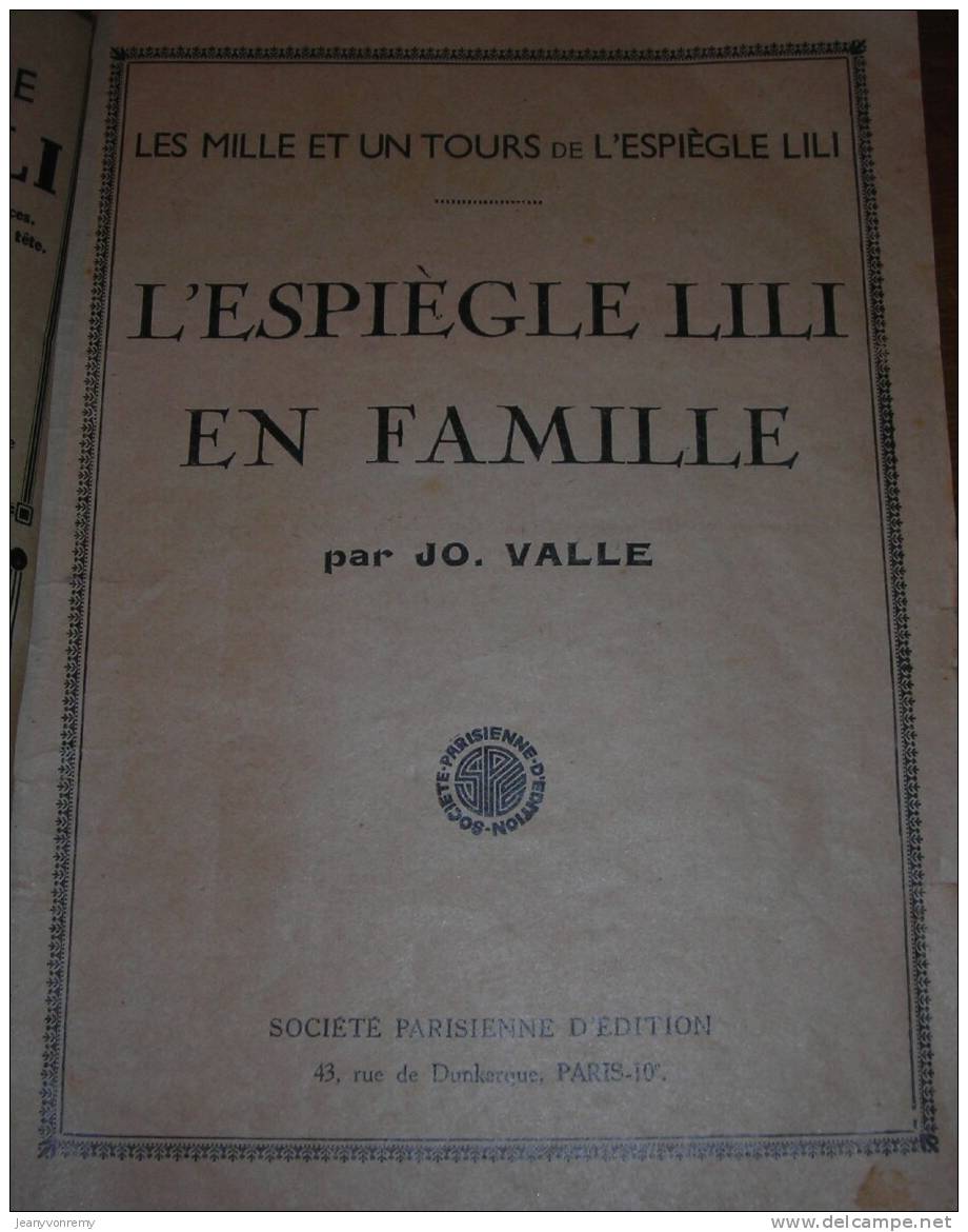 L´espiègle Lili En Famille - Par Jo. Valle - N°1 - 1935. - Lili L'Espiègle