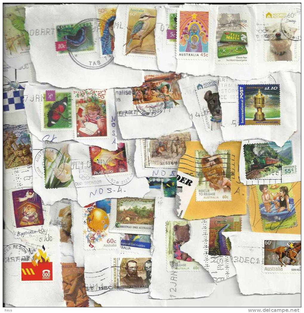 AUSTRALIA LOT11 MIXTURE OF 50+USED STAMPS SOME 2010 ISSUES INC.HFV UPTO$1.1 RUGBY BIRD BUTTERFLY ETC.READ DESCRIPTION!! - Lots & Kiloware (mixtures) - Max. 999 Stamps