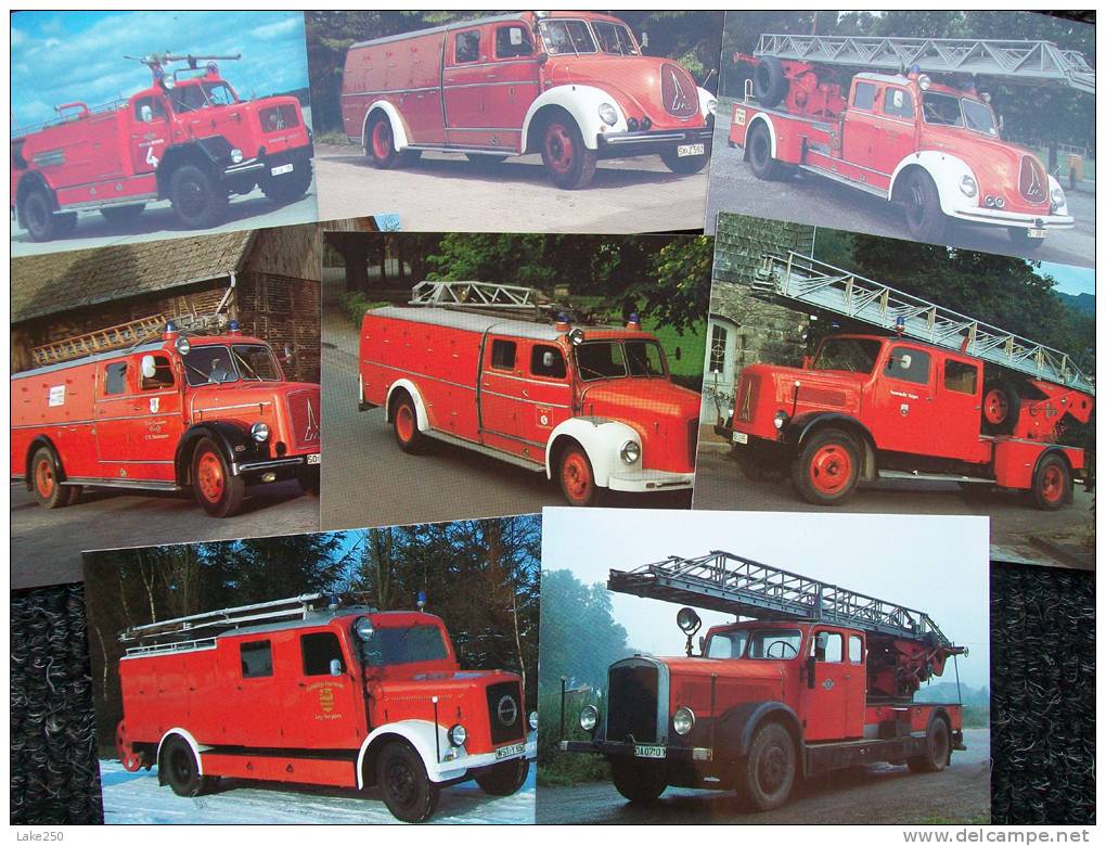 SERIE DA 8 CARTOLINE CAMION  POMPIERI Vigili Del Fuoco FIRE ENGINE MAGIRUS   Periodo 1938/1972 - Camión & Camioneta