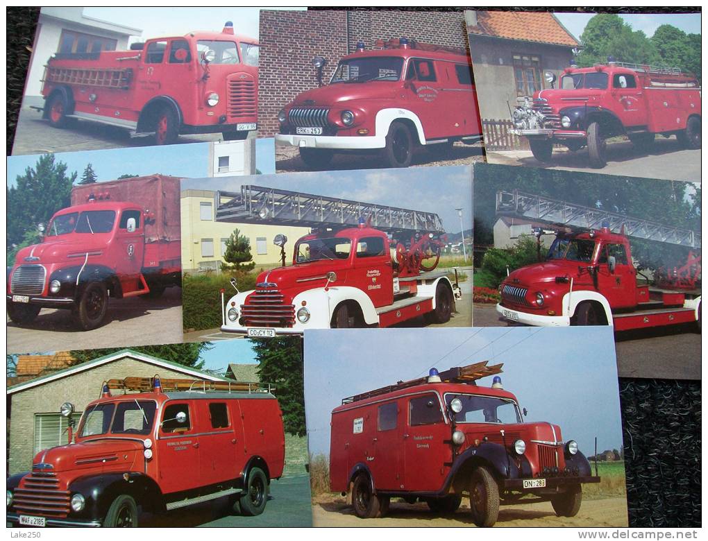 SERIE DA 8 CARTOLINE CAMION  POMPIERI Vigili Del Fuoco FIRE ENGINE FORD Periodo 1950/1959 - Camions & Poids Lourds