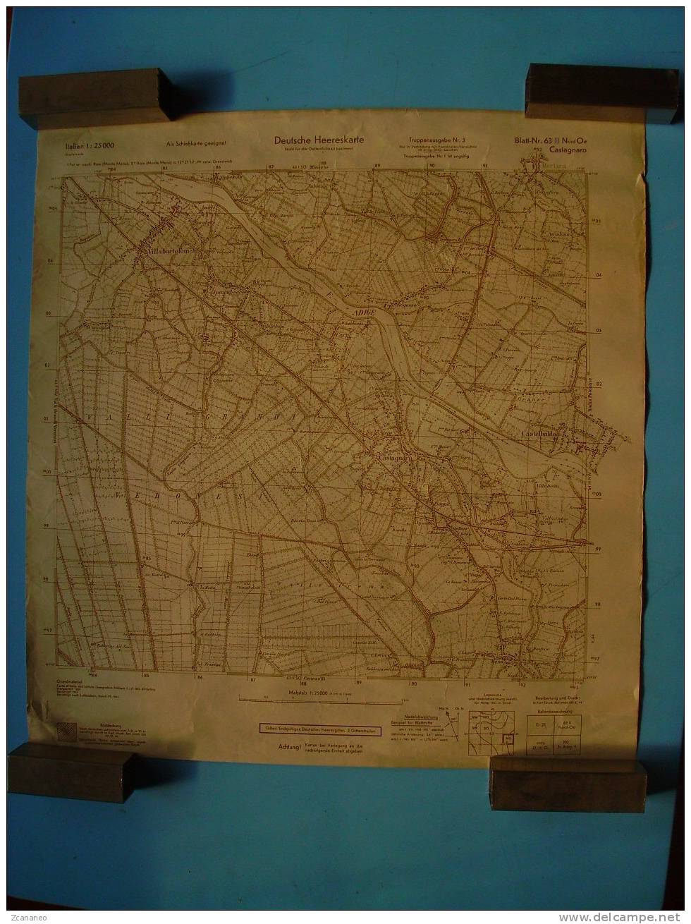 MAPPA TEDESCA DI CASTAGNARO VERONA - DEL 1944 - - Documenti