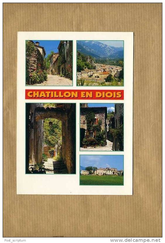 Châtillon en Diois (et environs) - 7 cartes  - multivue, place du Reviron, cascade de l'Adoux...