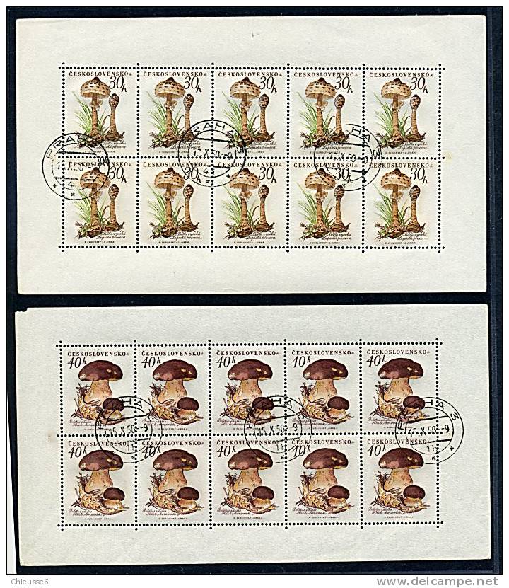 Tchécoslovaquie Ob. N° 984 à 986 En Feuille De 10 Tbres - Champignons (1 P18 Et 19) - FDC