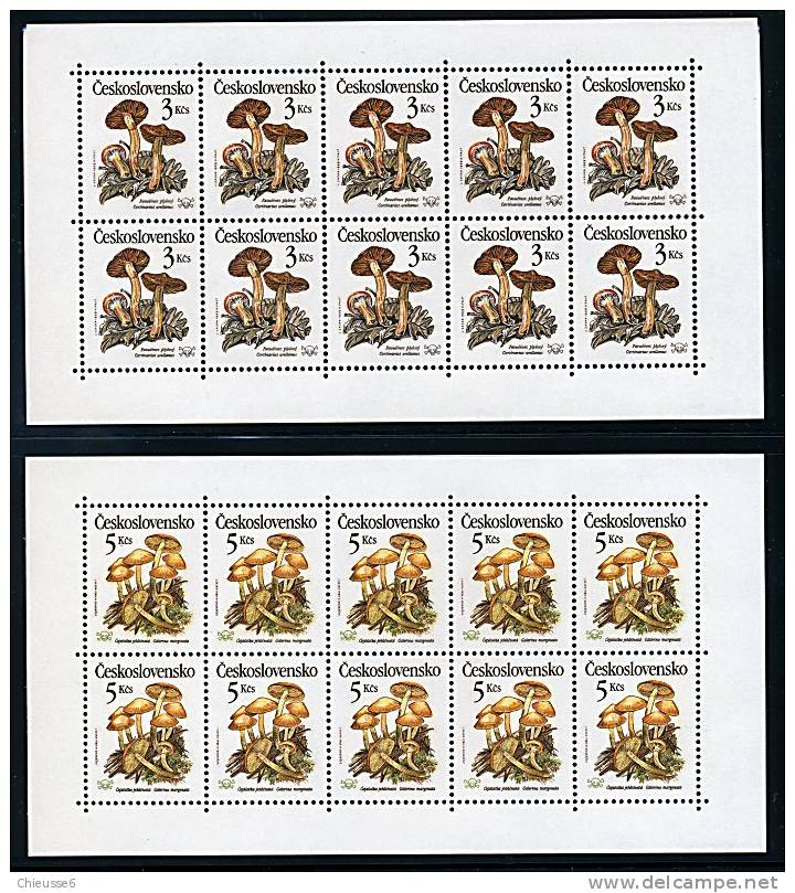 Tchécoslovaquie ** N° 2818 à 2822 En 5 Feuilles De 10 Tbres - Champignons Vénéneux (1 P24) - Ongebruikt