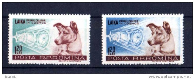 Roumanie  1957,  Chienne Laïka Conquête Spatiale , N° 1550 / 51*, Cote 12 €, - Europa