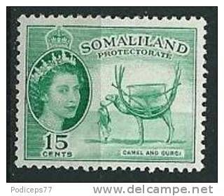 Brit. Somaliland 1953  QE II - Kamel  15 C  Mi-Nr.123  Falz  * / MH - Somaliland (Protectorate ...-1959)
