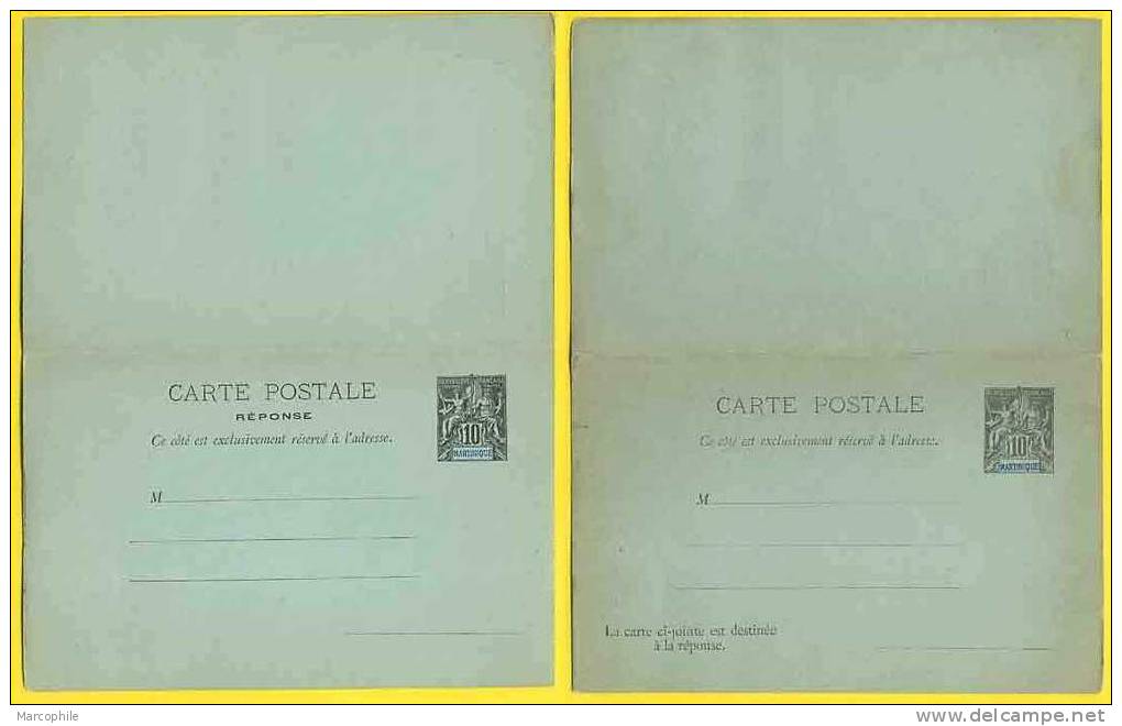 MARTINIQUE / 1892 ENTIER POSTAL DOUBLE AVEC REPONSE PAYEE (ref 609) - Brieven En Documenten