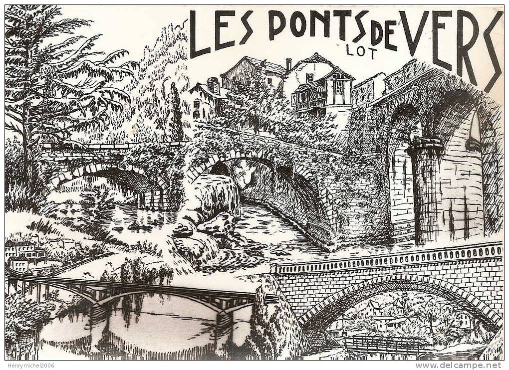 Lot - Les Ponts De Vers ( Dessin De Mr Leroy) En 1971 - Autres & Non Classés