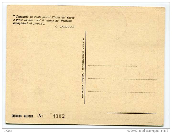 CARTOLINA MAXIMUM CENTENARIO SPEDIZIONE DEI MILLE ANNO 1960 CON ANNULLO MANIFESTAZIONE - Bourses & Salons De Collections