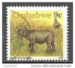 1 W Valeur Used, Oblitérée - ZIMBABWE - BLACK RHINOCEROS - N° 1219-35 - Rhinoceros