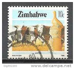 1 W Valeur Used, Oblitérée - ZIMBABWE * 1985 - CATTLE - ROSE RIGDEN - N° 1219-32 - Zimbabwe (1980-...)