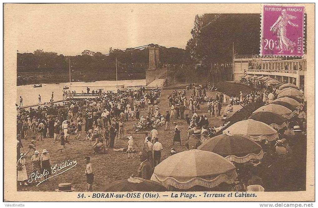 60 BORAN-sur-OISE - LA PLAGE - TERRASSE  Et  CABINES  1935 - Boran-sur-Oise