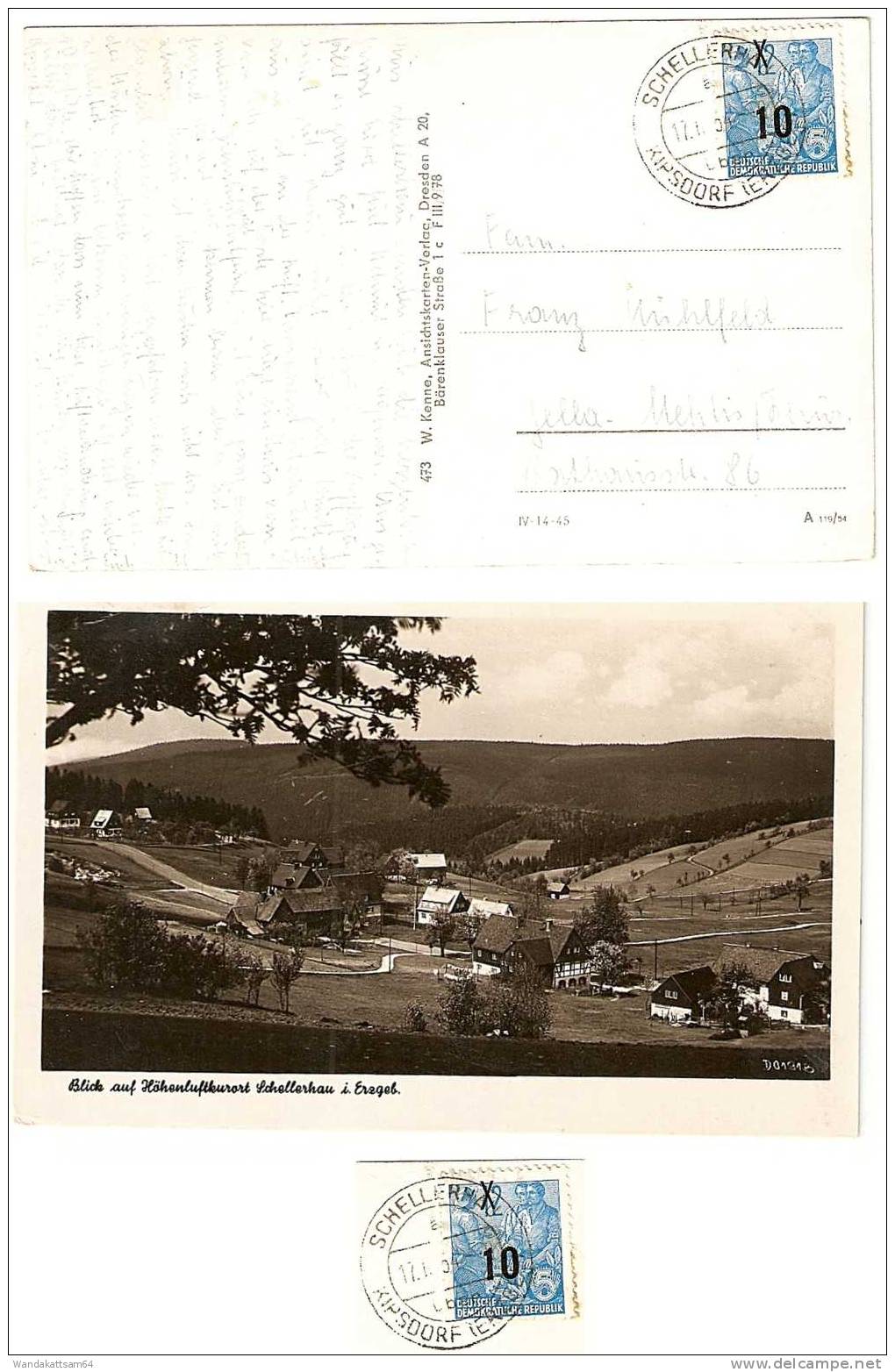 AK 473 Blick Auf Höhenluftkurort Schellerhau I. Erzgeb. 17. 1.64. -- 9 SCHELLERHAU KIPSDORF (ERZGEB) A Nach Zella-Mehlis - Schellerhau