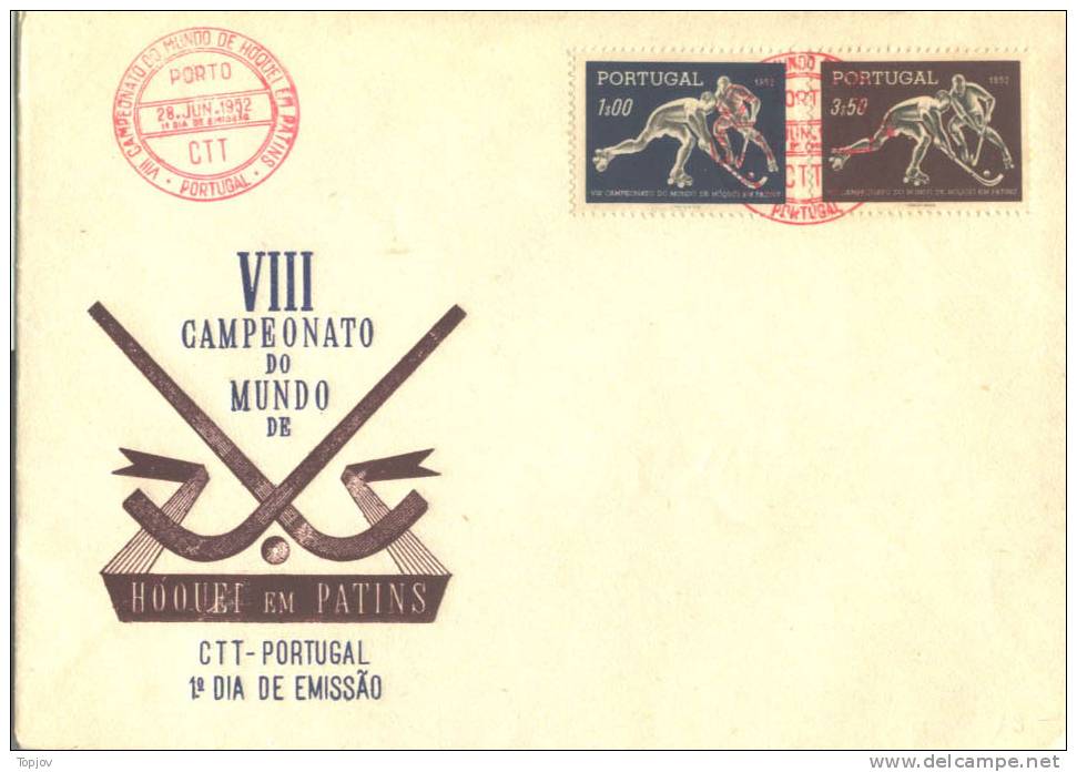 PORTUGAL - WORLD CUP HOCKEY SKATES - FDC - 1952. - Rasenhockey