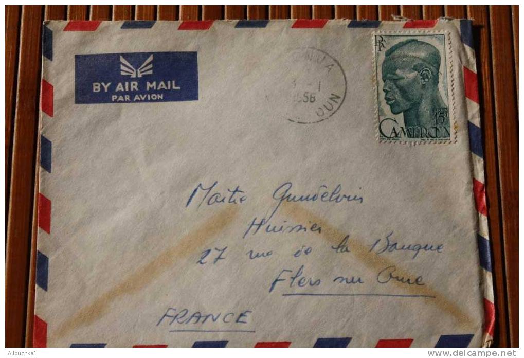 LETTRE : AFRIQUE OCCIDENTALE FRANCAISE A.O.F. > MBANGA  >CAMEROUN  1955 TIMBRE SEUL S LETTRE:EX COLONIE FRANCAISE >FLERS - Lettres & Documents