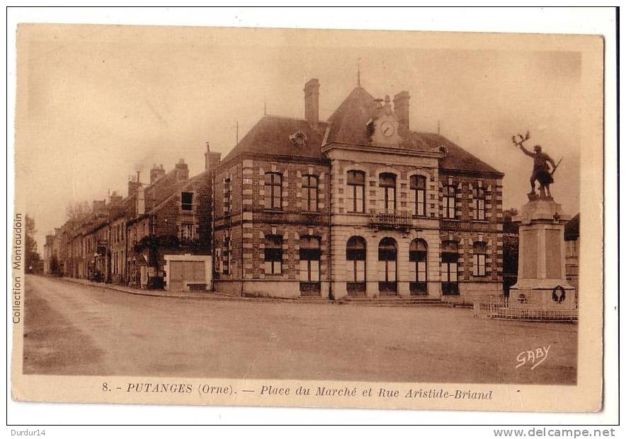 PUTANGES   ( Orne )  Place Du Marché Et Rue Aristide Briand - Putanges