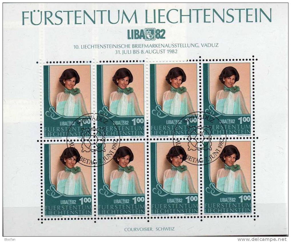 Ausstellung LIBA 1982 Liechtenstein 797/8 Plus Kleinbogen O 24€ Erb-Prinz Adam Prinzessin Marie Sheetlet From Fürstentum - Usati