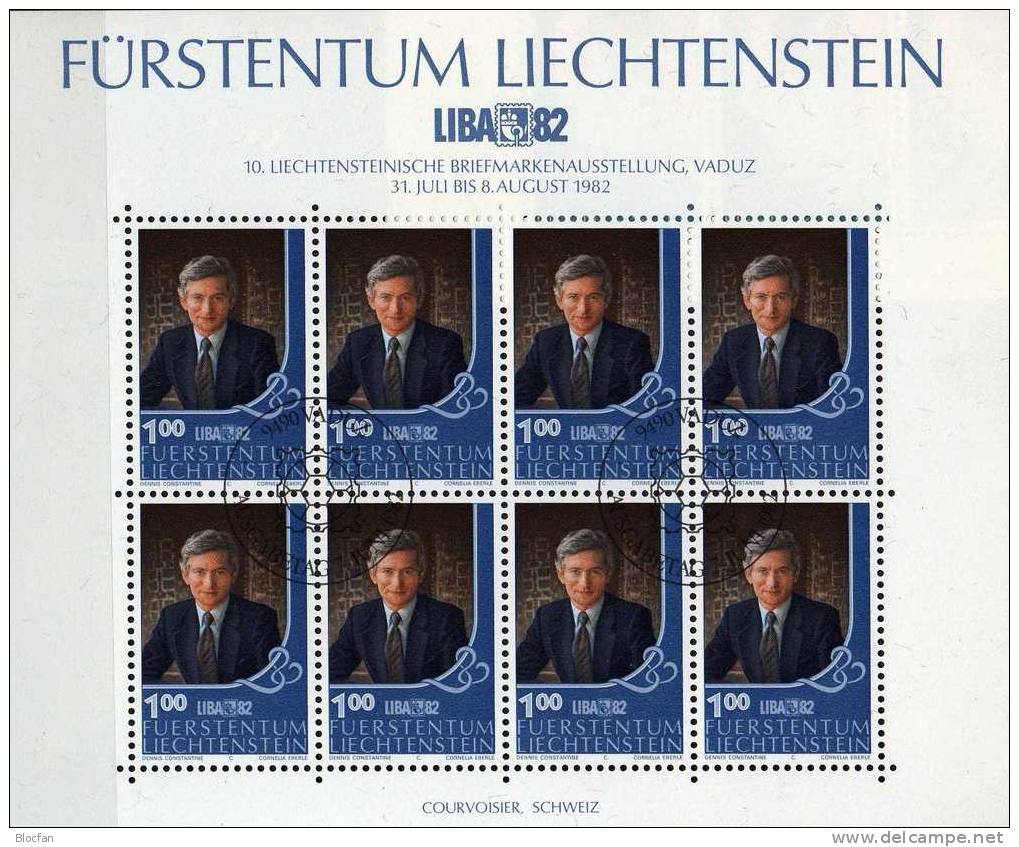 Ausstellung LIBA 1982 Liechtenstein 797/8 Plus Kleinbogen O 24€ Erb-Prinz Adam Prinzessin Marie Sheetlet From Fürstentum - Usati