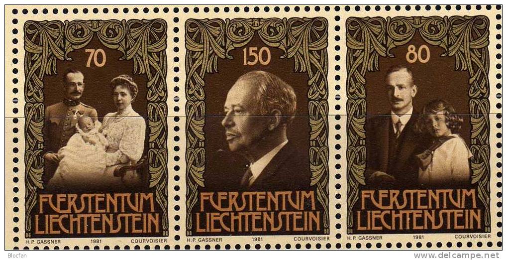 Se-tenant 75.Geburtstag Franz Josef II. Liechtenstein 770/2, 3xZD,2ER+ Block 11 ** 20€ Fürsten Familie 1981 Sheet Europa - Lotes/Colecciones