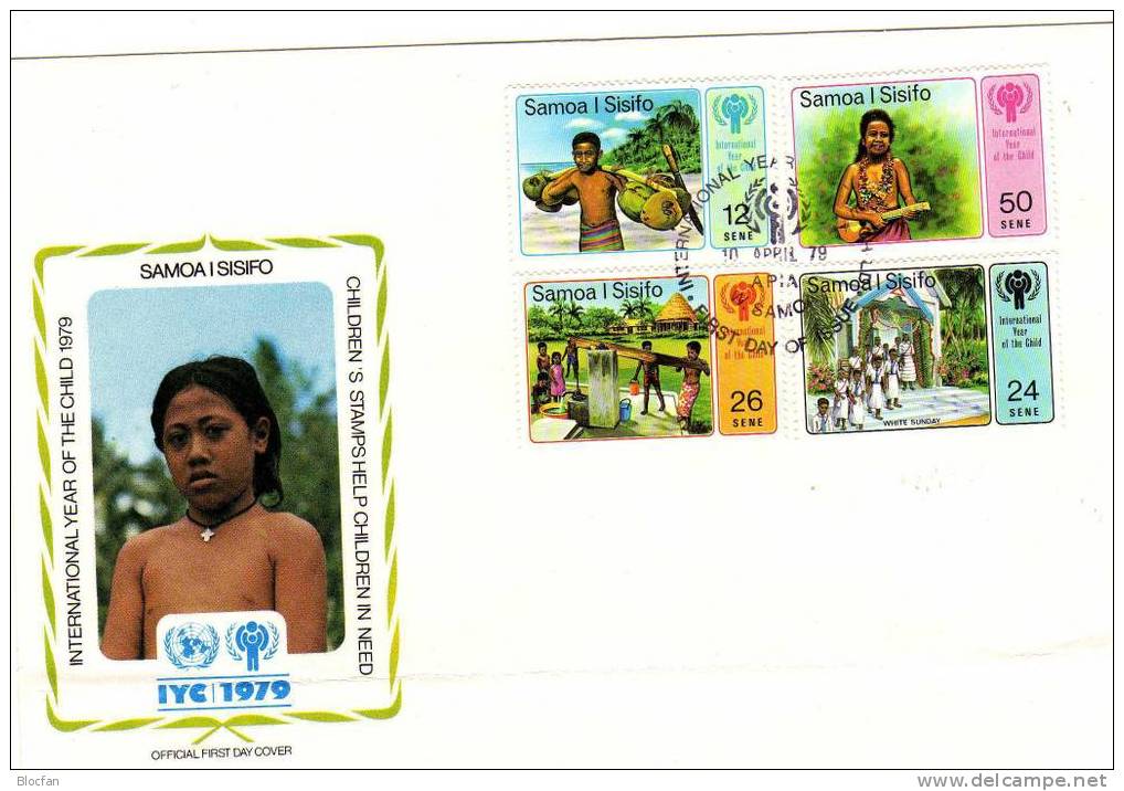 UNO Jahr Des Kindes 1979 Kinder In Familien Samoa 399/2 Auf FDC 4€ Mit Musik - Instrument UNICEF Cover From Oceanien - Samoa