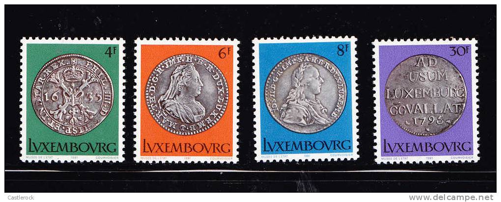T)1980,LUXEMBOURG,SET(4),14TH CENTURY COINS,MNH,PERF.11 ½ - Ungebraucht