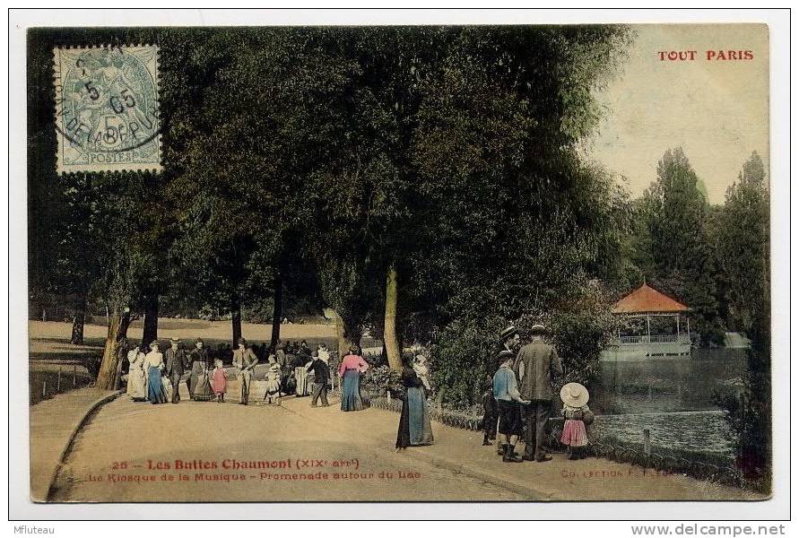 75*PARIS-Les Buttes Chaumont-Le Kiosque De La Musique-Promenade Autour Du Lac - Arrondissement: 19