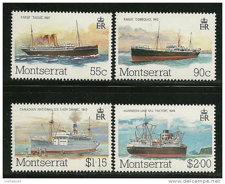 Montserrat     "Ships"     Set    SC# 539-42   MNH** - Montserrat