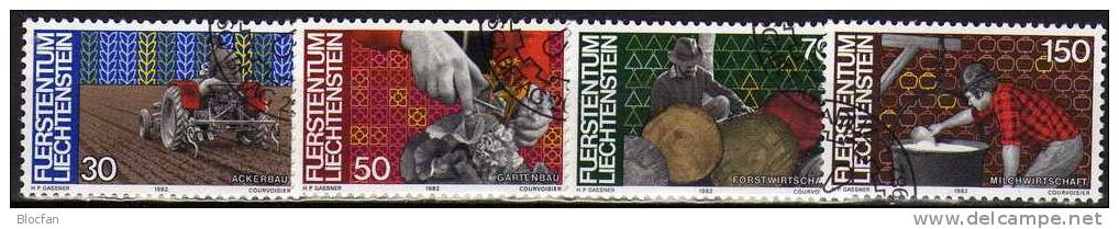 Arbeitswelt Und Berufe 1982 Liechtenstein 802/5+ 849/0 O 13€ Bau Industrie Verkehr Handel Produktion Set From Fürstentum - Used Stamps