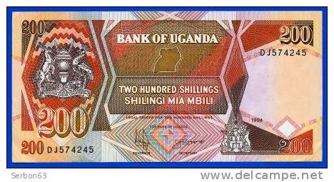 MONNAIE BILLET BANQUE AFRIQUE OUGANDA BANK OF UGANDA 200 TWO HUNDRED SHILLINGS - SHILINGI MIA MBILI 1994 PARFAIT ETAT - Uganda