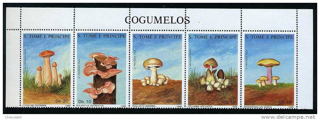 St Thomas Et Prince ** N° 899 à 903 Se Tenant  - Champignons (IV) (2 P17) - Sint-Helena