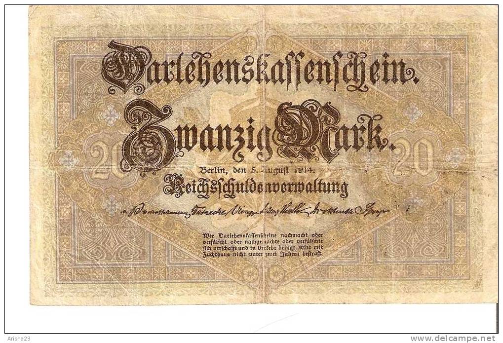 FA. Germany, 20 Mark 1914 - Ser. N.Nr.2085095 - 20 Mark
