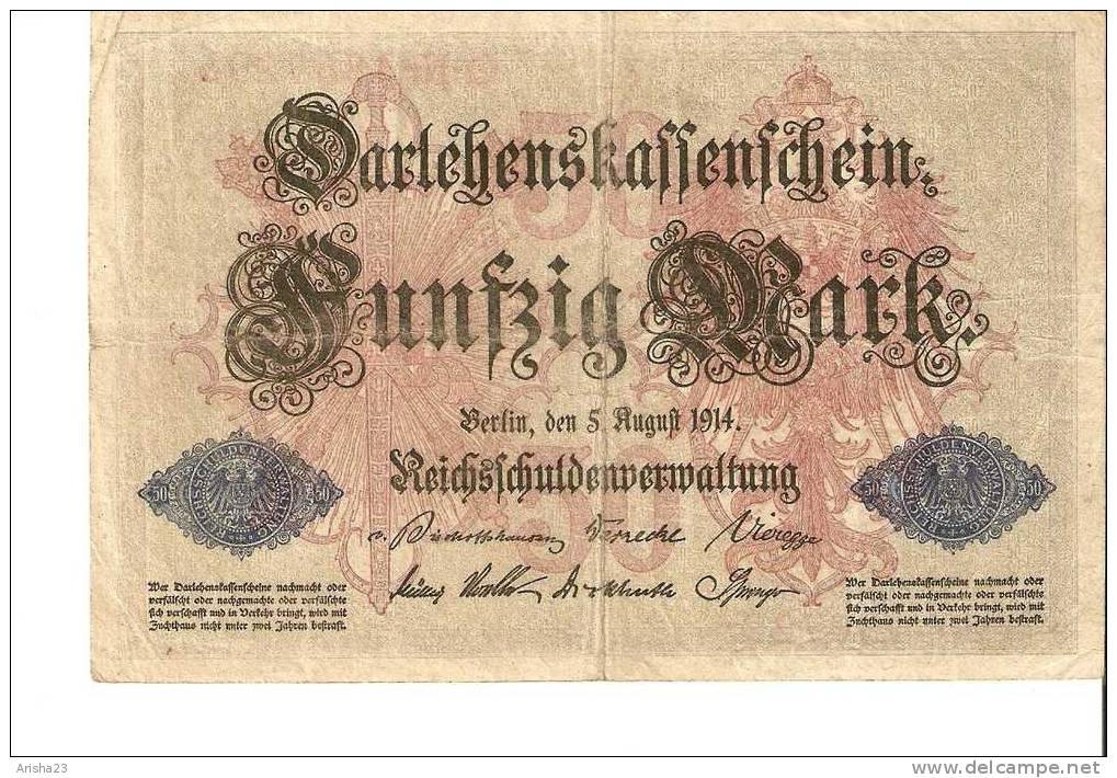 FA. Germany, Berlin 50 Mark 1914 - Ser. Q.Nr.4867295 - 50 Mark