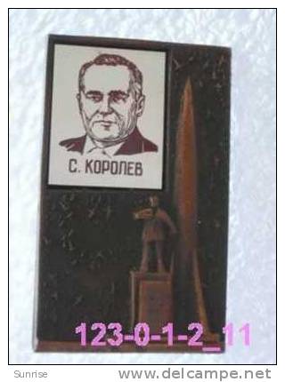 SPACE: Sergey Pavlovich Korolyov Soviet Rocket Engineer And Spacecraft Designer/ Old Soviet Badge USSR_123_sp3692 - Space