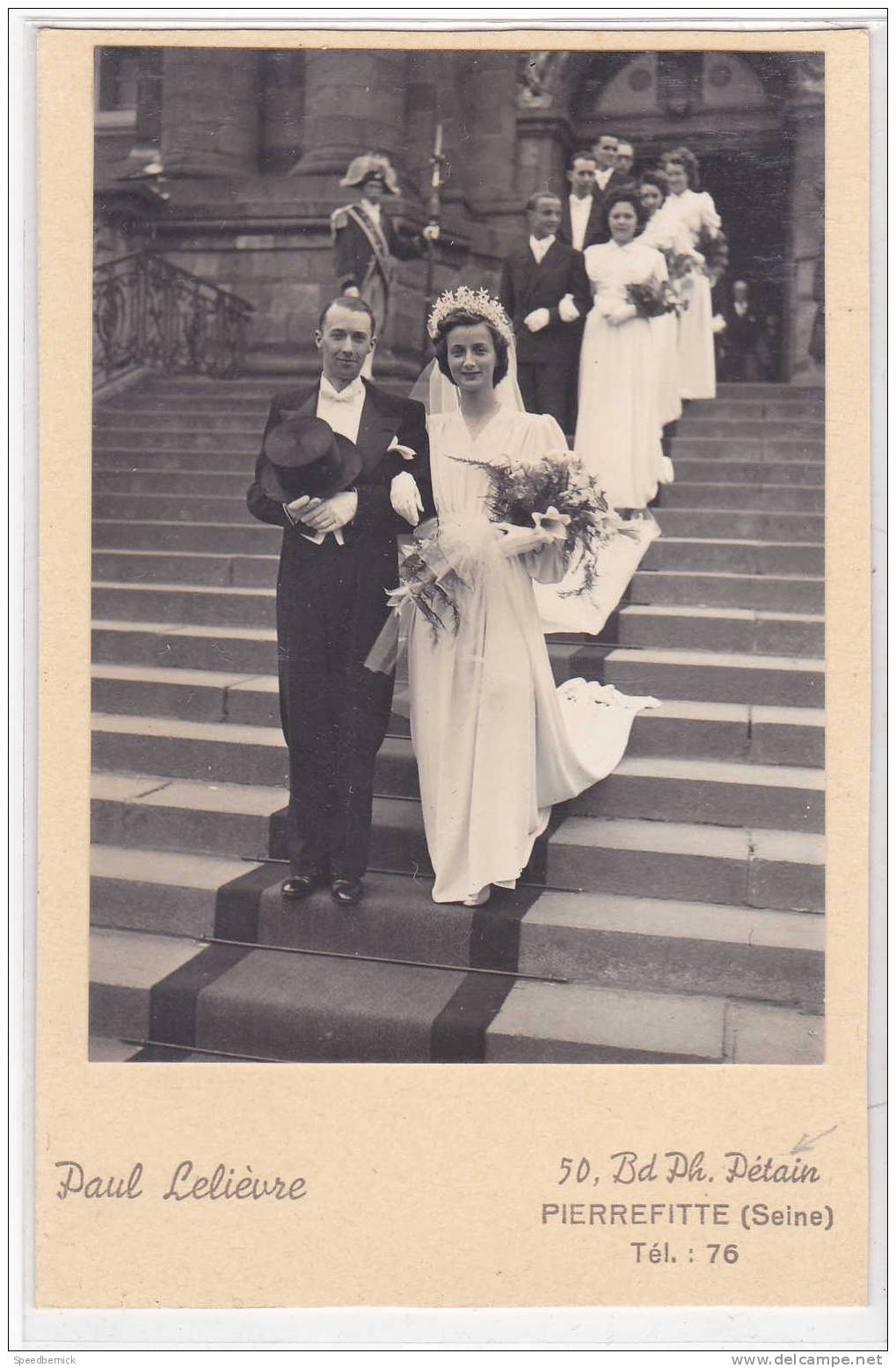 17317 Photo Pas Cp, Mariage Daniel Monique 1944 ? Photographe Paul Lelievre Pierrefitte (seine) Bd Ph. Pétain- Suisse - Couples