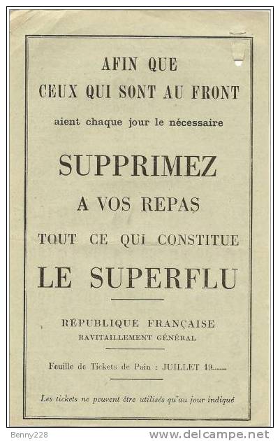 Ravitaillement Général - Tickets De 100 Grammes De PAIN/jour - Documents