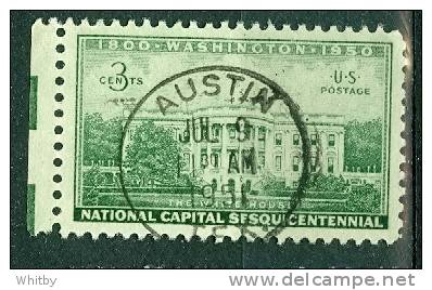 1950  3 Cent Executive Mansion  Issue #990 With Tab Austin Cancel SON - Gebraucht