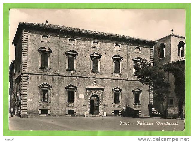 FANO PALAZZO MARTINOZZI CARTOLINA FORMATO GRANDE VIAGGIATA NEL 1962 - Fano