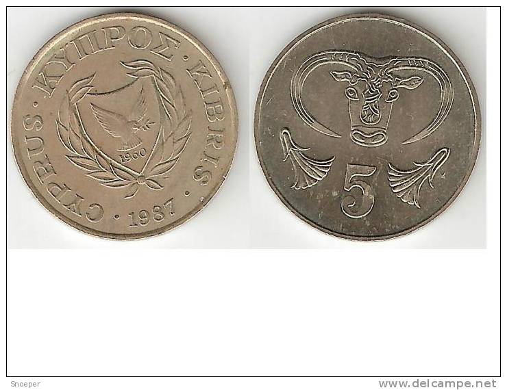 Cyprus 5 Cents 1987  Km 55.2  Xf  * - Chypre