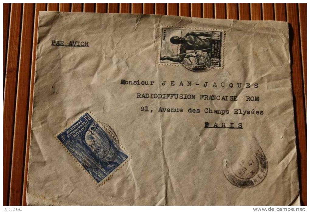 LETTRE > EX COLONIE  FRANCAISE >  AFRIQUE EQUATORIALE FRANCAISE  A.E.F. > 1947 P/CHAMPS ELYSées PARIS  FRANCE P AVION - Covers & Documents