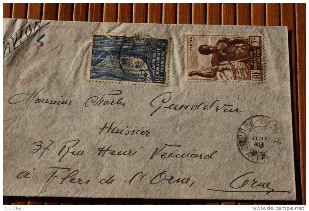 LETTRE >PORT GENTIL GABON  COLONIE FRANCAISE  AFRIQUE EQUATORIALE FRANCAISE A.E.F.  1943 P/FLERS 61 P AVION - Autres & Non Classés