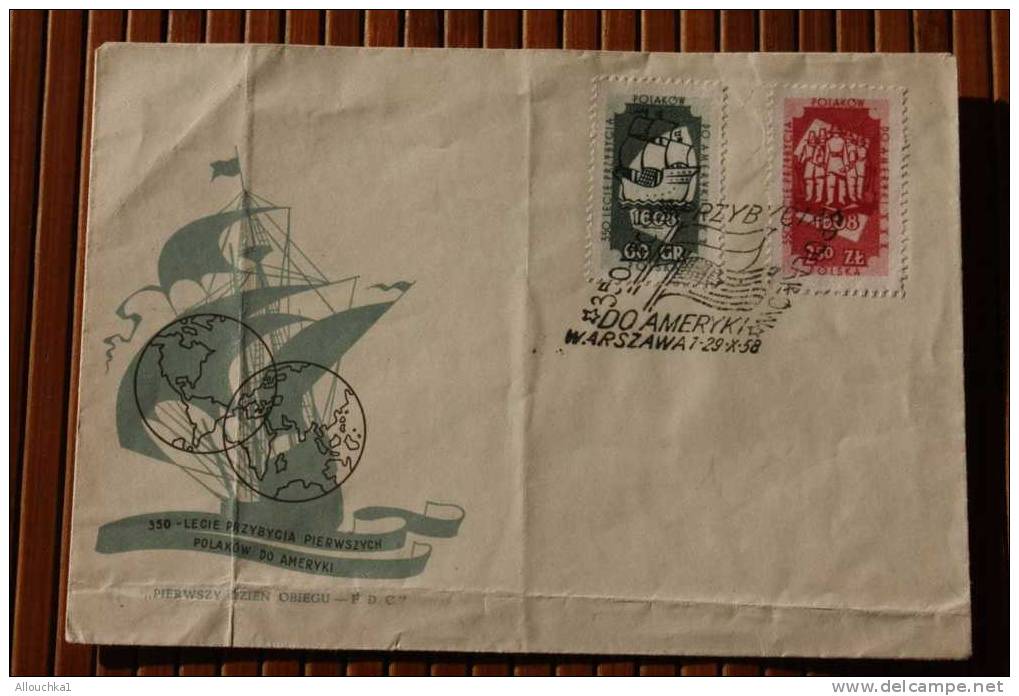 LETTRE LETTER  COVER  WARSZAWA 29-X-58- DO AMERIYKI WYSTAWA FILATELISTYCZNA  CACHET COMMEMORATIF VOILIER BATEAU POLOGNE - Lettres & Documents