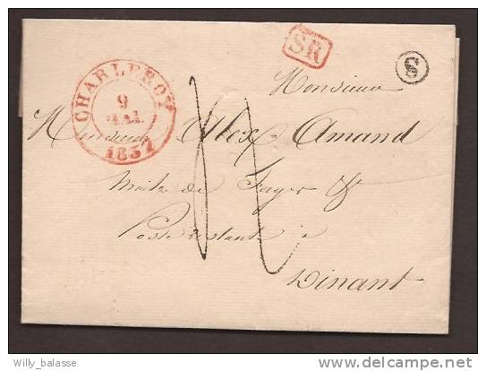 Belgique Précurseur 1837 Lettre Càd CHARLEROY + Boîte S De Marchienne. - 1830-1849 (Belgique Indépendante)