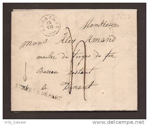 Belgique Précurseur 1837 Lettre Avec T18 AERSCHOT + Griffe "APRES LE DEPART". Rare Pour Une Distribution. - 1830-1849 (Belgica Independiente)