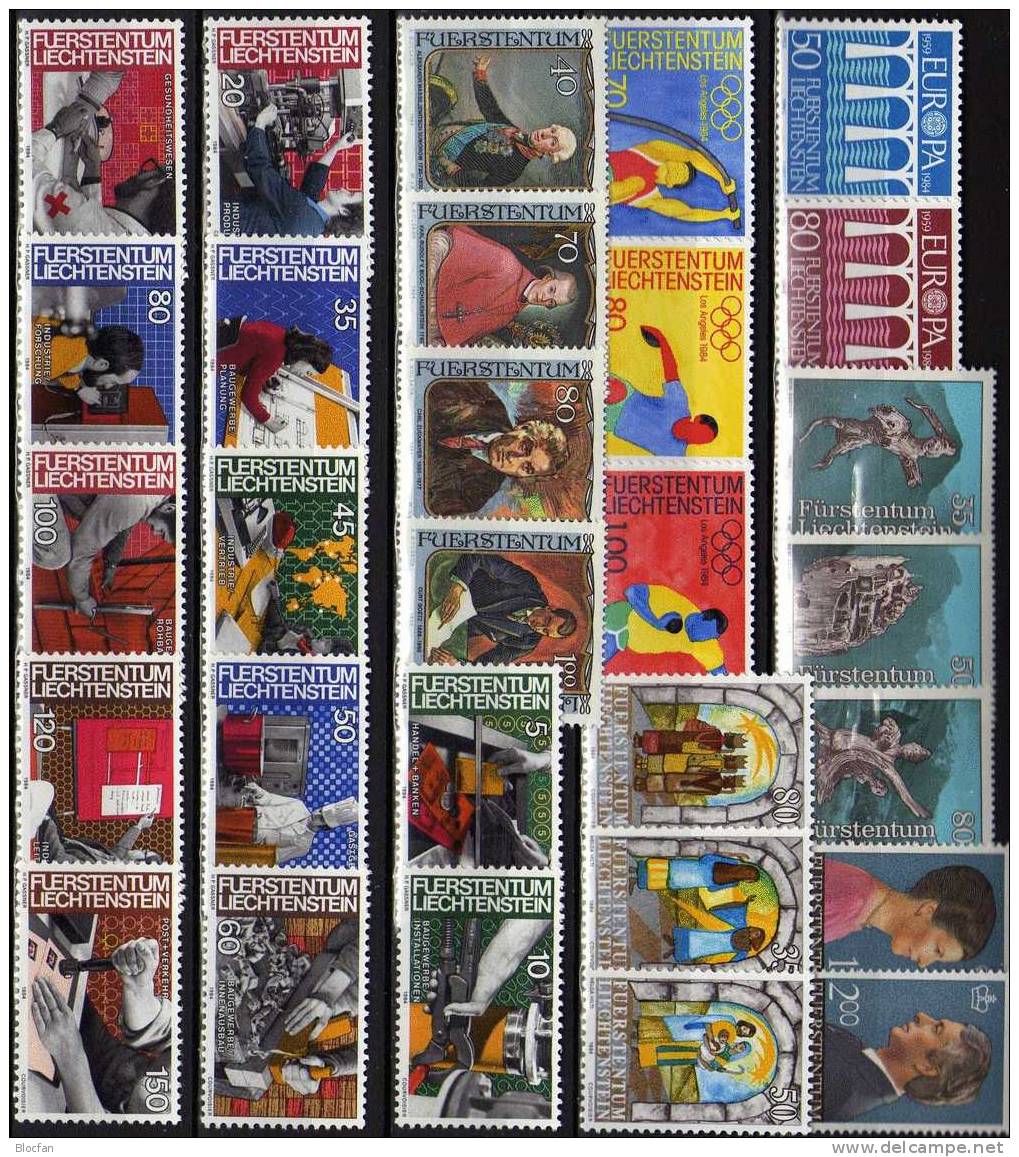 CEPT Brücke Gäste Sagene Olympia Berufe Prinz Weihnachten Liechtenstein Jahr 1984 ** 28€ Olympic Set From Europa - Vollständige Jahrgänge