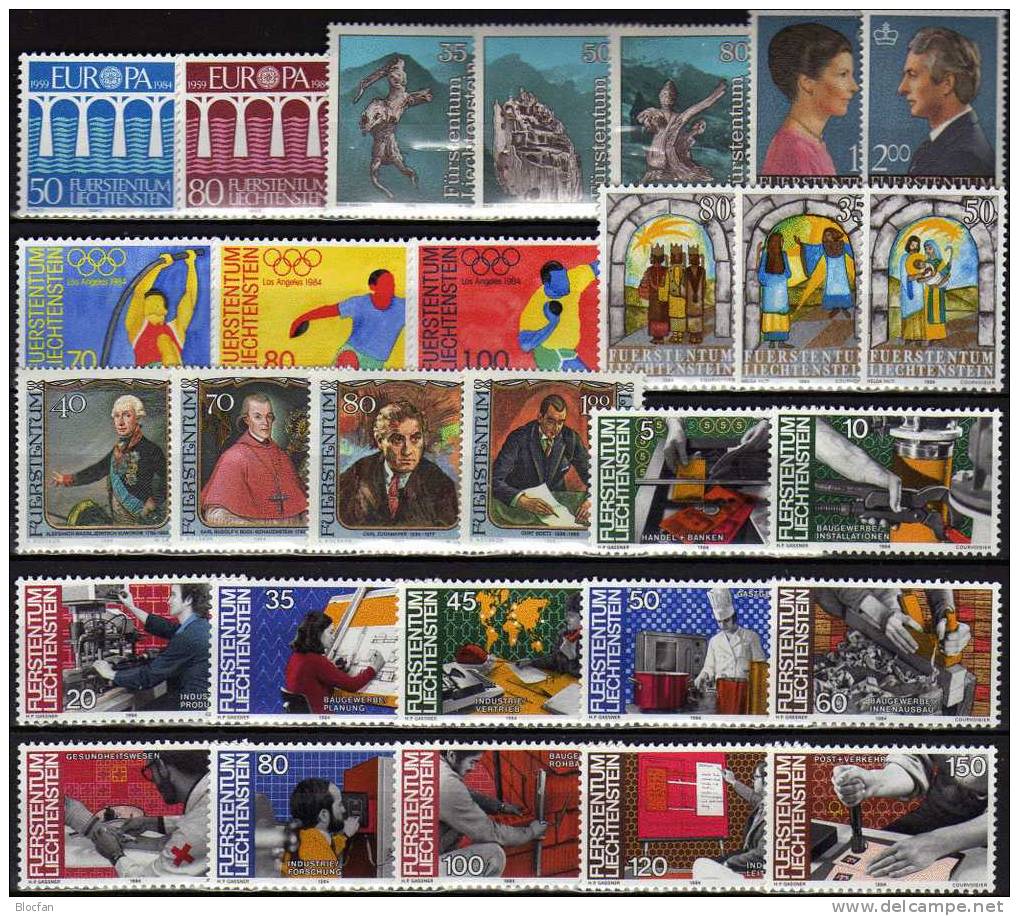 CEPT Brücke Gäste Sagene Olympia Berufe Prinz Weihnachten Liechtenstein Jahr 1984 ** 28€ Olympic Set From Europa - Años Completos