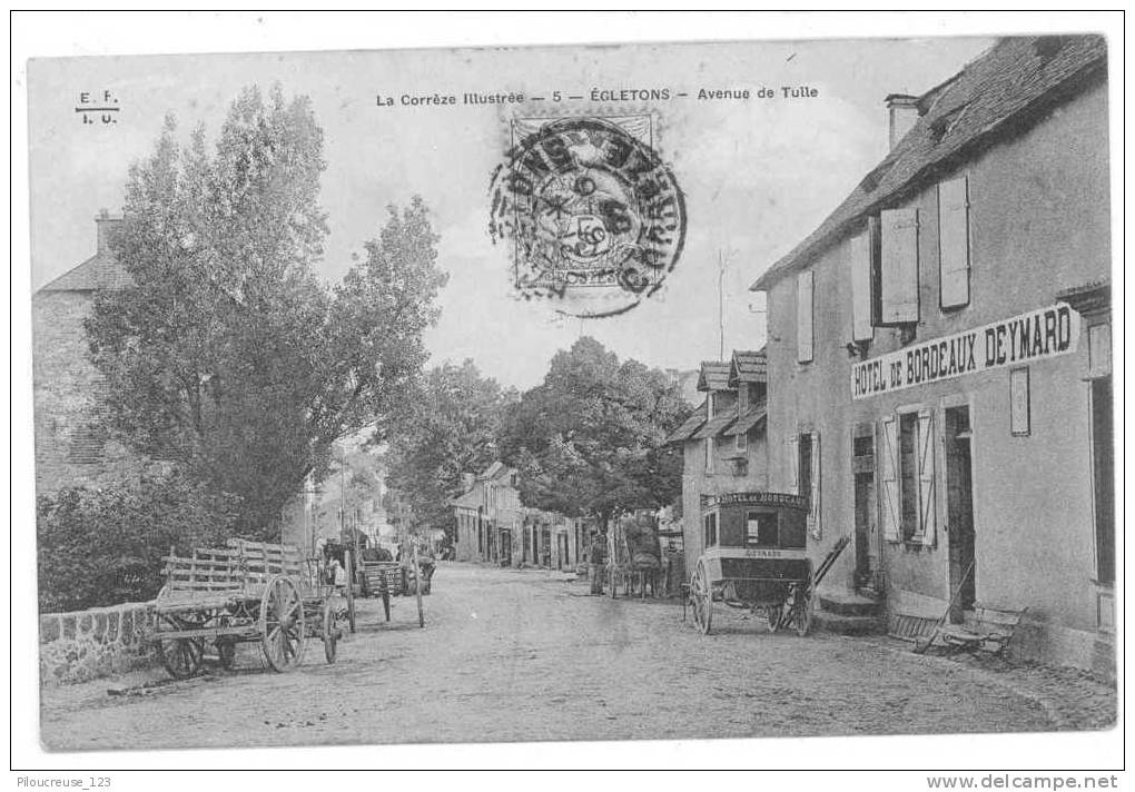 19 - EGLETONS  - "" Avenue De Tulle  - Hôtel De Bordeaux DEYMARD"" Carte  Très Animée - Egletons