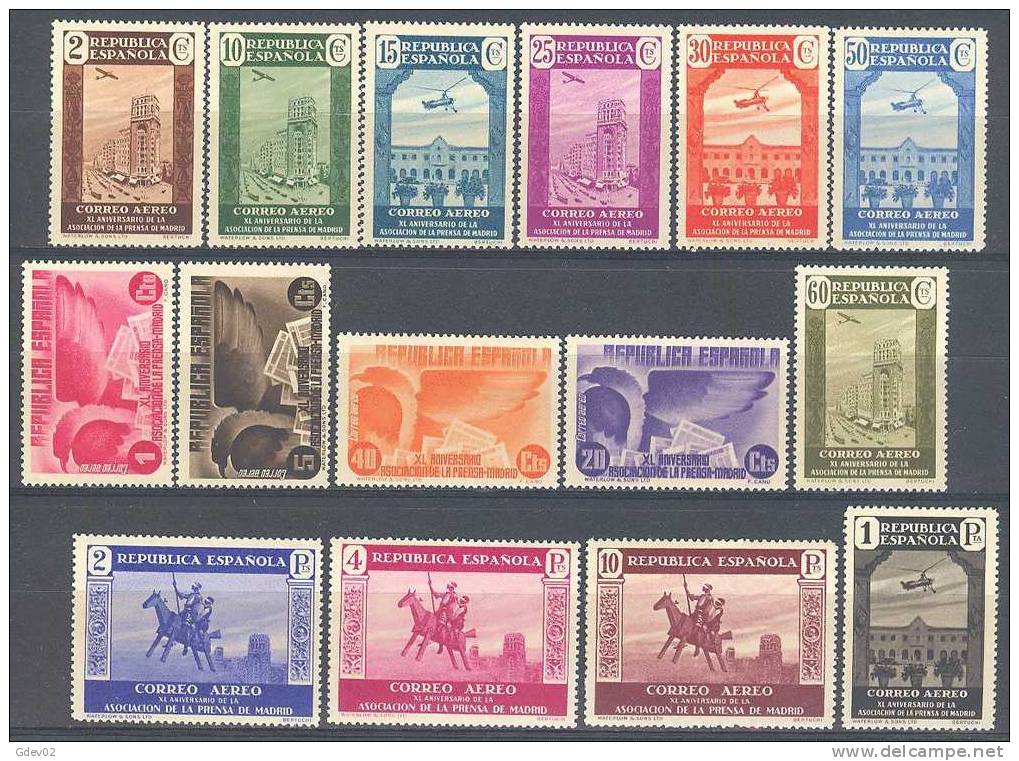 ES711SGDEV-L3866TA.España.Spai N Espagne. PRENSA AEREA 1936 (711/25**)sin Charnela .LUJO - Nuevos