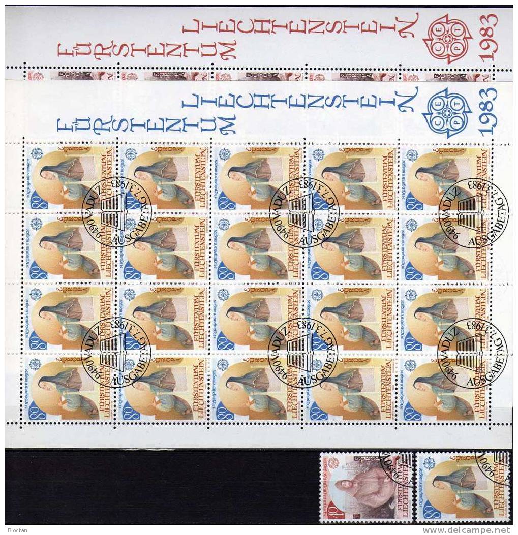 Große Werke Der Menschheit CEPT 1983 Liechtenstein 816/7+2xKleinbogen O 38€ Europa Forscher Blocs Hb M/s Sheetlets Bf FL - Blocks & Sheetlets & Panes