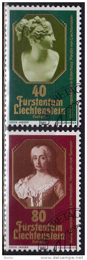 CEPT 1980 Persönlichkeit Liechtenstein 741/2+Kleinbogen O 38€ EUROPA Prinzessin Esterhazy Maria Theresia Sheetlet Bf FL - Oblitérés