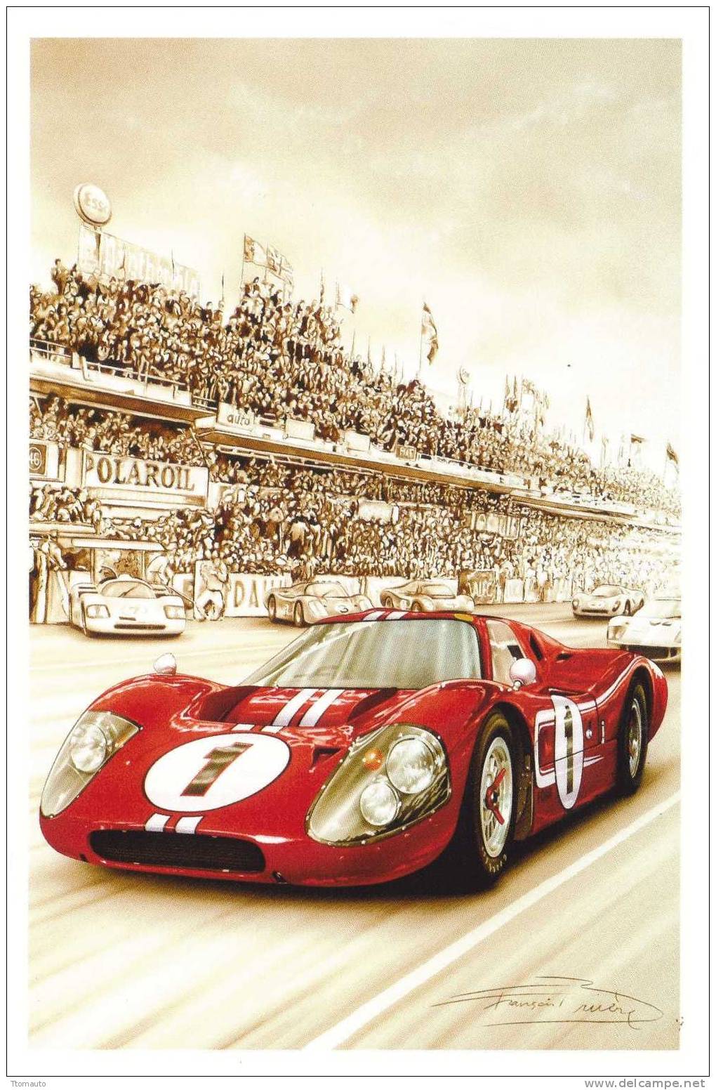 Ford Mk IV  -  Le Mans 1967  - Dan Gurney/AJ Foyt -  Dessin De Francois Bruere - Autres & Non Classés